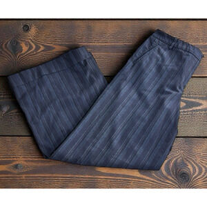 Women's Isaac Mizrahi Navy Striped Dress Pants Sz 10 Cuffed Wide Leg Career